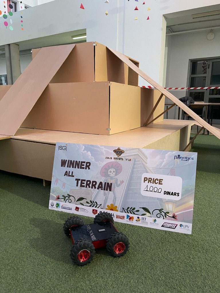 Black Shark's all-terrain robot with their first place award from ISGI v3.0